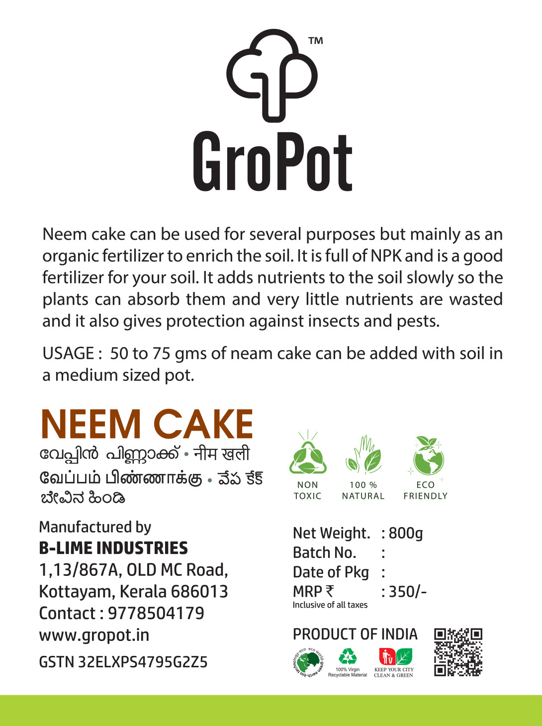 Gropot Neem Cake